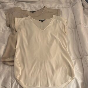 Express Blouse Short Sleeve tops- set of 2- size small- White and beige